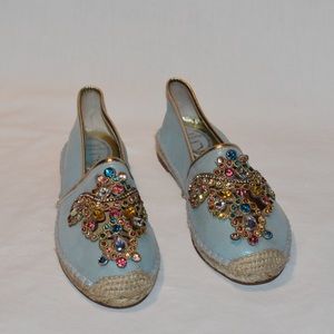 Rene Caovilla Soft Mettalic Blue Espadrilles